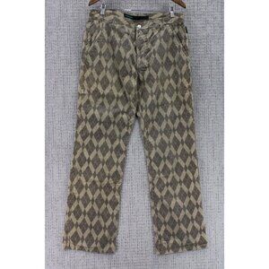 Alberto Golf Pants Mens Size 52 Brown Pro Cord Check Diamond Pattern Flat Front